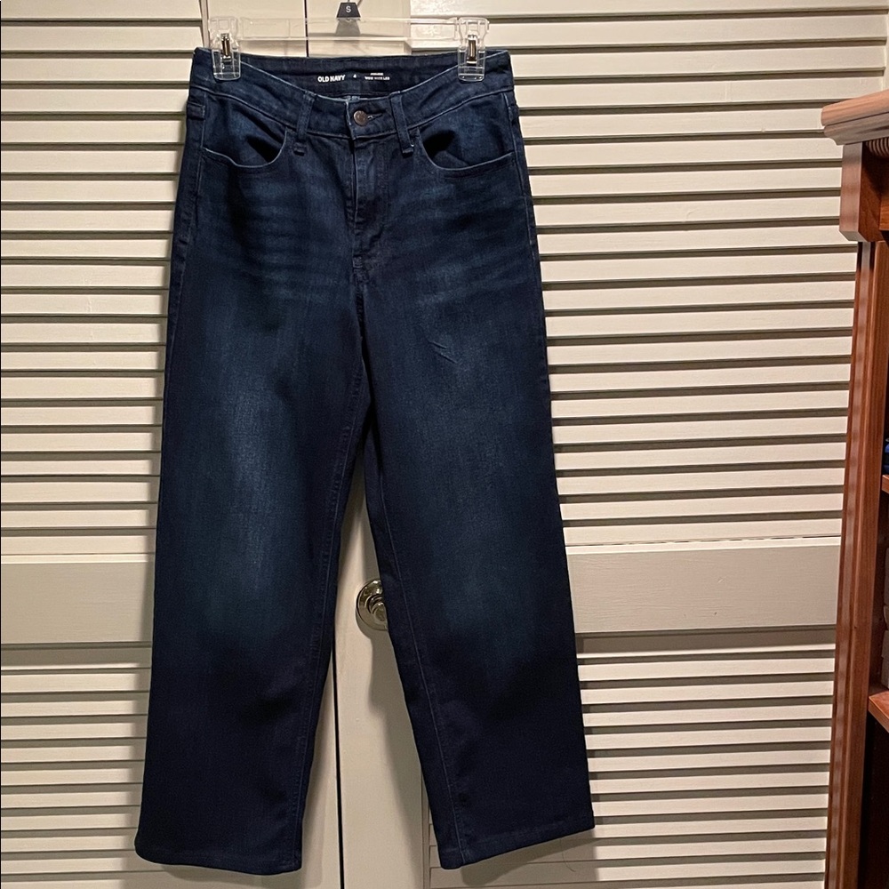 Old Navy High Rise Wow Wide Leg Dark Blue Jeans Size 4